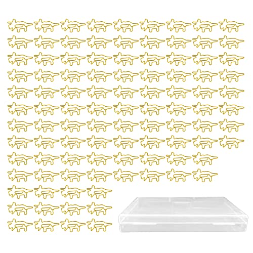 Respicefinem Büroklammern mit goldenem Dinosaurier-Motiv, 100 Stück, erhöhen die Rutschfestigkeit, rostfreies Metall, tragbare Büroklammern, ideal für den Einsatz im Büro oder in von Respicefinem
