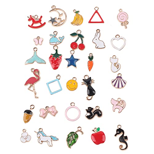 Respicefinem DIY-Anhänger-Zubehör, Legierung, bunt, Öltropfen, handgefertigte Armbandmaterialien, 30 Stile, einzigartig und farbenfroh, zum Erstellen von Schmuck, Kleidung, von Respicefinem