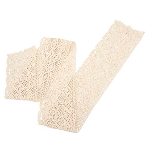 Respicefinem Schwarzes Spitzenband aus Baumwollfaden, 4,5 m lang, ideal für exquisite Kleidungsdekoration und selbstgemachte Vorhangprojekte (Beige) von Respicefinem
