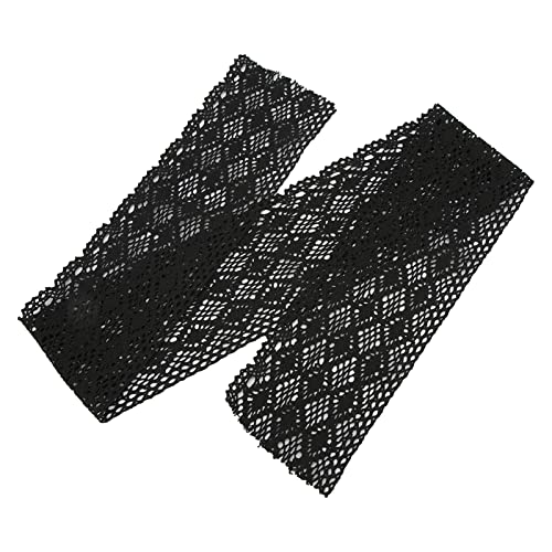 Respicefinem Schwarzes Spitzenband aus Baumwollfaden, 4,5 m lang, ideal für exquisite Kleidungsdekoration und selbstgemachte Vorhangprojekte (Schwarze Farbe) von Respicefinem