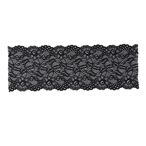 Respicefinem Spitzenband, 17 cm breit, 9,1 m, mit guter Elastizität für sichere Verwendung und einfache Bedienung, verleiht Kleidungsaccessoires Eleganz, Schwarz (Schwarz) von Respicefinem
