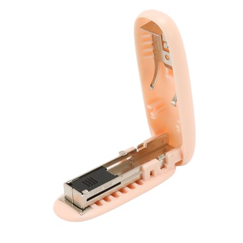 Respicefinem Tragbarer, faltbarer Mini-Hefter mit kraftsparendem Hebel, kompaktes Design für den Einsatz im Büro, in der Schule und zu Hause, einfaches Binden, langlebiges ABS, (Rosa) von Respicefinem