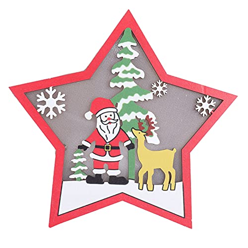 Respicefinem-sternförmige hölzerne Weihnachts verzierung mit LED-Lichtern festliches und warmes Feiertags ideal für Regale und Esstische aus Verbund Holz ca. 18x17cm von Respicefinem