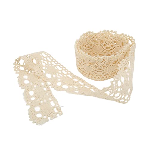 RespireFinem 10 Yards Beige Lace Ribbon Baumwollfaden Dekorative Accessoires ideal für DIY -Kleidungsdekoration Scrapbooking Sewing Hochzeit Party Puppendekoration und tägliche von Respicefinem