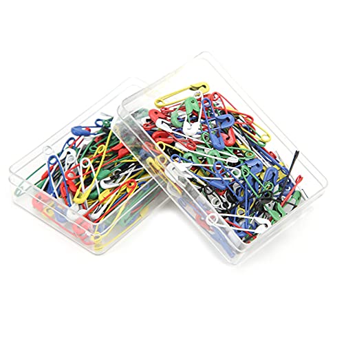 RespireFinem 100pcs Farbkalabashform -Sicherheitsstifte für Haushaltsferien des Nähens Kleidungsbefestigungen Finishing Quilts Schmuckzucht (2 * 100 Stück 3/0 Doppelkastenfarbenstifte) von Respicefinem