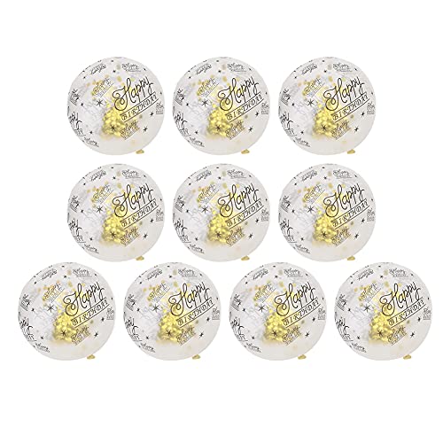 RespireFinem 10PCS Latex Transparent Luftballons mit Happy Birthday Worten ideal für Geburtstagsfeier Hochzeit Jubiläumsdekor Mit 3 verschiedenen Farb -Pailletten -Optionen gut (Golden confetti balls) von Respicefinem
