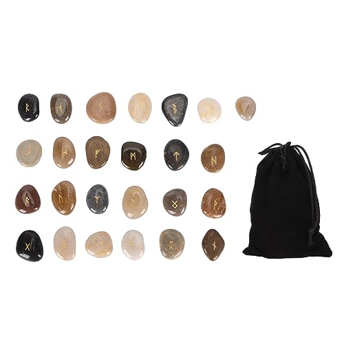 RespireFinem 25 PCs Gravierte Runensteine, die für viel Glück der Wahrsagerei Chakra Heilung Meditation Hauswarming e Leichte Kieselsteine mit Beutel, um Negativität zu RespireFinem 25 PCs Gravierte Runensteine, die für viel Glück der Wahrsagerei Chakra Heilung Meditation Hauswarming e Leichte Kieselsteine mit Beutel, um Negativität zu von Respicefinem