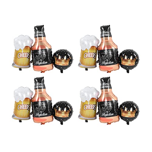 RespireFinem 4 Set Party Ballon Bier Bier Whisky Flasche Krone Set große Folienballons für Hochzeitstag Jubiläum Verlobung Geburtstag Babyparty Halloween Weihnachtsfeier Dekoration von Respicefinem