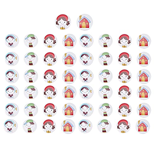 RespireFinem 50pcs Cartoon Holzscheiben 20mm Charaktermuster Holzausschnitte Chips ideal für DIY -Dekorationen Fügen Sie Taschen Sammelalbbücher Handwerk Jacken Schuhe Schals von Respicefinem