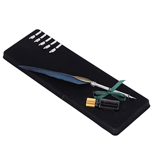 RespireFinem Exquisites Quill Pen Set mit Feather Design Retro Hollow Style Kalligraphie Stift mit leerer Tintenflasche und Metallnib für gotische und italienische Kalligraphie (SP101033 Tibetan Qing) von Respicefinem