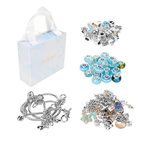 RespireFinem Exquisites grundlegendes Armband Anhänger große Perlen gefärbte Perlen DIY -Schmuck Herstellung Rosa ideal für Mädchen, um kreatives Armband zu genießen (Blau) von Respicefinem