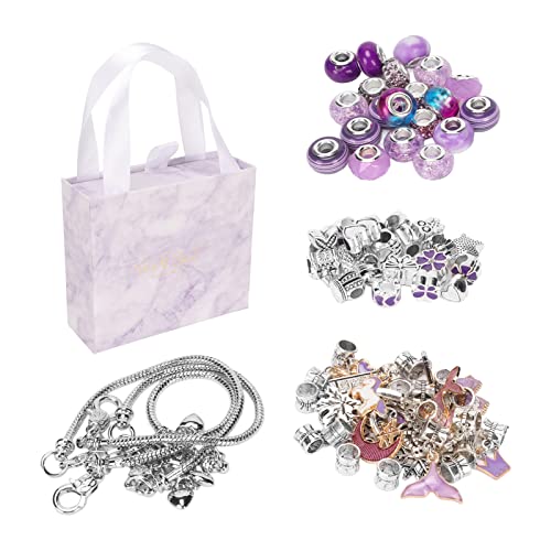 RespireFinem Exquisites grundlegendes Armband Anhänger große Perlen gefärbte Perlen DIY -Schmuck Herstellung Rosa ideal für Mädchen, um kreatives Armband zu genießen (Lila) von Respicefinem