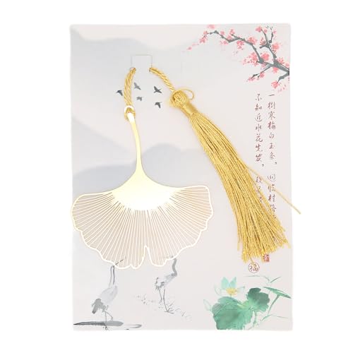 RespiriceFinem Metal Lesezeichen Innovative Vintage Hollow -out Goldgold Lesezeichen mit Quasten für Buchliebhaber Schriftsteller Leser (Ginkgo Leaf) von Respicefinem