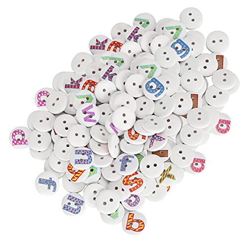 Gemischte Holzknöpfe, englische Buchstaben Malerei Dekoration für Kleidungsstoffe 200pcs 0,6in von Restokki