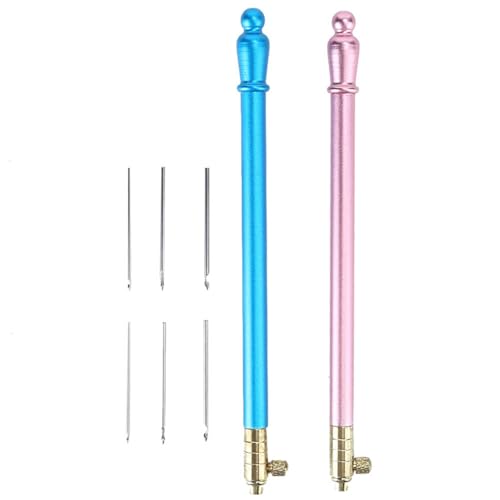 Restokki Stickerei Häkelhaken französische Tambour Perlen -Pailletten Edelstahl Griff Handwerkswerkzeug für haus stricken ergonomisch stabile Set Blue Pink Nadeln Restokki Stickerei Häkelhaken französische Tambour Perlen -Pailletten Edelstahl Griff Handwerkswerkzeug für haus stricken ergonomisch stabile Set Blue Pink Nadeln von Restokki