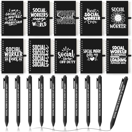 Resurhang 20-teiliges Set für Sozialarbeiter Wertschätzungsgeschenk inklusive inspirierenden Notizbüchern und Kugelschreibern, Sozialarbeitsmonat, Geschenke für Frauen, Männer, Freiwillige, Kollegen von Resurhang