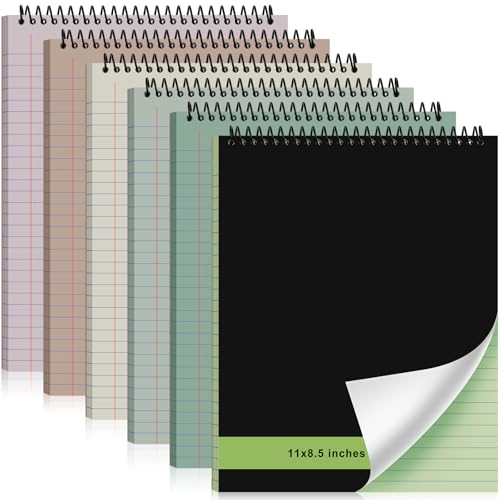 Resurhang Notizblock mit Spiralbindung, 27,9 x 21,6 cm, Spiralbindung, doppelseitig liniert, Memo-Buch mit steifer Rückseite, robuster Einband für Business, 70 Blatt (neutrale Farbe), 6 Stück von Resurhang