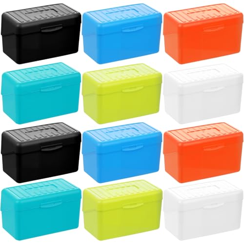 Karteikarten-Box, 7,6 x 12,7 cm, perfekt für Rezept-Organizer, Notizkartenaufbewahrung, 6 Farben, 12 Stück von Retainbre