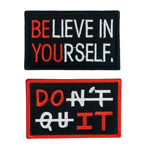 Aufnäher mit Aufschrift "Believe in Yourself", bestickt, mit Klettverschluss, lustige Aufschrift "Do It/Don't Quit Moral", Biker-Applikation für Jacken, Jeans, Rucksack, Hüte, Westen, Taschen, 2 Stück Aufnäher mit Aufschrift "Believe in Yourself", bestickt, mit Klettverschluss, lustige Aufschrift "Do It/Don't Quit Moral", Biker-Applikation für Jacken, Jeans, Rucksack, Hüte, Westen, Taschen, 2 Stück von Reteno