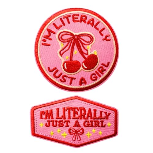 Aufnäher mit Schleife und Aufschrift "I'm literally just a girl", bestickt, lustiger Klettverschluss, für Rucksäcke, Hüte, Taschen, Hundegeschirr, Westen, 2 Stück Aufnäher mit Schleife und Aufschrift "I'm literally just a girl", bestickt, lustiger Klettverschluss, für Rucksäcke, Hüte, Taschen, Hundegeschirr, Westen, 2 Stück von Reteno