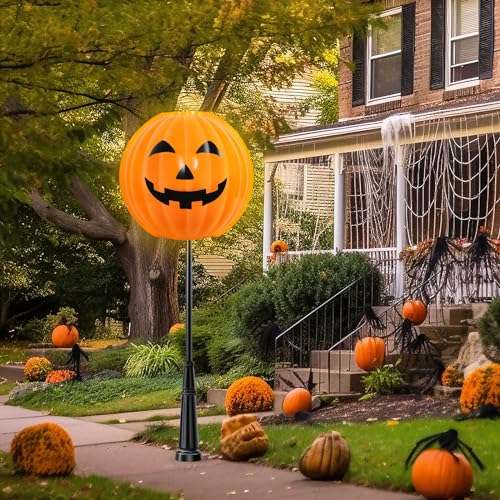 Retisee Halloween-Kürbis-Augapfel-Lichtabdeckung, Jack-O-Laterne, Lampenschirm, 20 D x 22 H, Augapfel-Lampenschirm, Kunststoff, Kürbis-Lichtschirm für Veranda, Garage, Haustür, Outdoor (1 Packung von Retisee