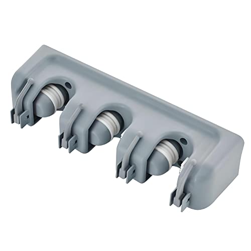 Retoo Besenhalterung Wand mit 3 Halter und 4 Haken, Gerätehalter, Wandhalterung, Gartengerätehalter, Besenhalter, Organizer für Zuhause, Garage, Küche, Badezimmer, Garten, Besen Mop Halter, Grau von Retoo