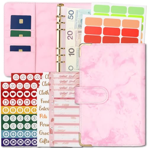 Retoo Budget Planner A6 mit Ringbuch & Magnetverschluss - Geld Organizer und Haushaltsbuch für Sparchallenge, Umschlagmethode & Cash Stuffing, Rosa Retoo Budget Planner A6 mit Ringbuch & Magnetverschluss - Geld Organizer und Haushaltsbuch für Sparchallenge, Umschlagmethode & Cash Stuffing, Rosa von Retoo