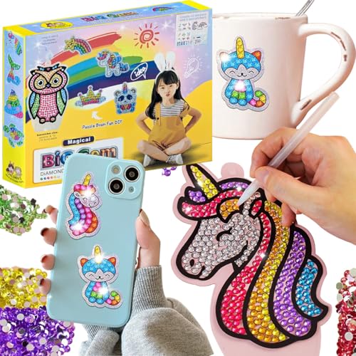 Retoo Diamond Painting Set Sticker Einstellbare Helligkeit, Lichtplatten, Diamond Aufkleber, 2 Haken für Saugnäpfe, Tablett, Wachs, Stift zum Anordnen von Diamanten für Kinder von Retoo