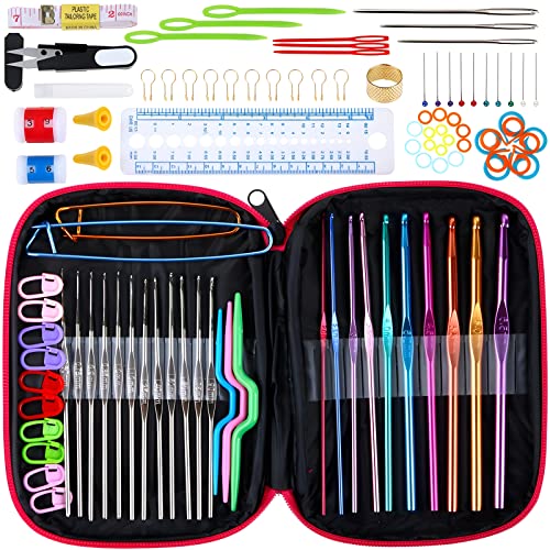 Retoo Häkelset für Anfänger, Häkeln Set 100pcs, Stricknadeln Zubehöre in verschiedenen Größen und Tasche, Bunte Ergonomische Stricken und Nadeln, Häkelhaken, Haushalt Werkzeug Retoo Häkelset für Anfänger, Häkeln Set 100pcs, Stricknadeln Zubehöre in verschiedenen Größen und Tasche, Bunte Ergonomische Stricken und Nadeln, Häkelhaken, Haushalt Werkzeug von Retoo