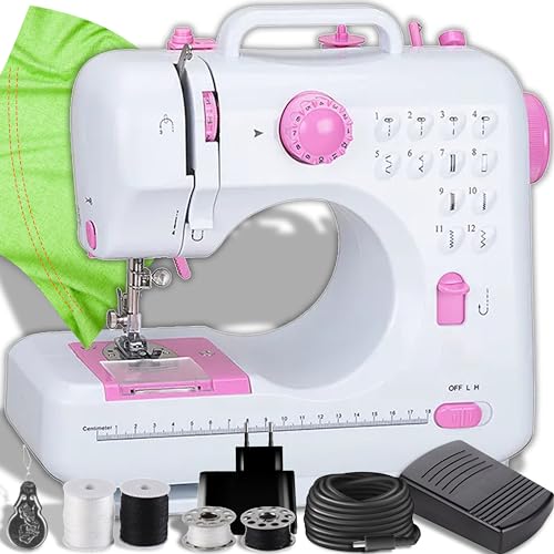 Retoo Nähmaschine Mini und LED Licht für Kinder und Anfänger 12 Stichmuster Elektronische Profi Haushaltsnähmaschine mit Fußpedal Sewing Machine Strom und Batteriebetrieb Freiarm Weiß/Rosa Retoo Nähmaschine Mini und LED Licht für Kinder und Anfänger 12 Stichmuster Elektronische Profi Haushaltsnähmaschine mit Fußpedal Sewing Machine Strom und Batteriebetrieb Freiarm Weiß/Rosa von Retoo