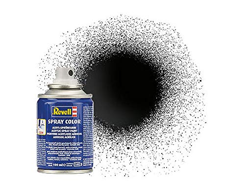 Revell 34107 Spraydose schwarz, glänzend Spray Color, Farben in der praktischen 100-ml-Sprühdose von Revell