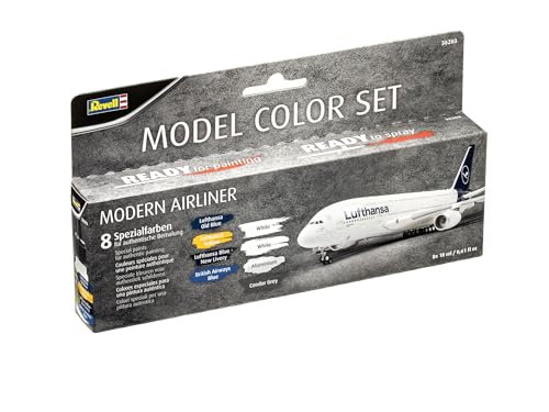 Revell Modellbau I Farbset für Zivile Flugzeug Farben Set Passagierflugzeuge I 8 Farben im Set für Modellbau Flugzeuge zum bemalen I Authentischer Look für Modellbau Flieger von Revell