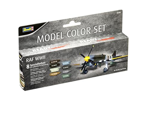 Revell Zubehör Revell 36201 Modellfarbe – RAF WWII – 8 x 17 ml Acrylfarben Modelbau Farbset, Unvarnished von Revell