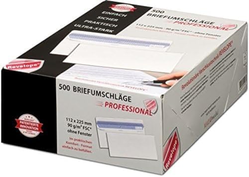 Revelope Professional Briefhüllen 112 x 225 mm selbstklebend Offset weiß 90 g/m² (FSC), 30051799 von Revelope