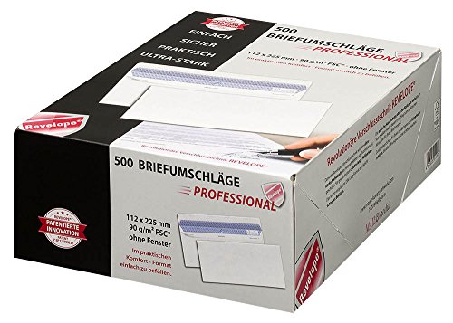 Revelope Professional Briefhüllen 112 x 225 mm selbstklebend Offset weiß 90 g/m² (FSC), 30051799 von Revelope