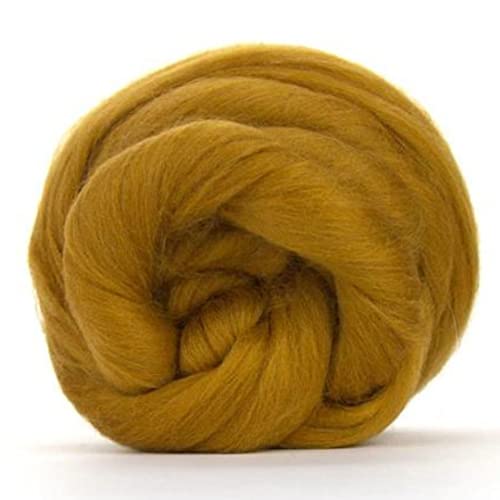 Revolution Fibers Gekämmte Oberseite aus Merinowolle, 0,5 kg Premium-Wollgarn, 22 Mikron, beste Merinowolle zum Spinnen, Tapisserie, Nadelfilzen, große Garne und Wandbehänge (antikgelb) von Revolution Fibers