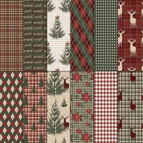 24 Blatt Weihnachten Scrapbooking Papier, Muster, Bastelpapier, 12 Mustern Dekorpapier, Motivpapier, Origami für Karte Herstellung Sammelalbum Dekoration (C) von RevpoltIQ
