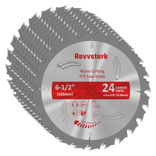 10 Stück Kreissägeblätter 6-1/2" 24T 5/8" Hartmetallspitze Zähne TCT Sägeblätter zum Schneiden verschiedener Holz-, Kunststoff- und Verbundwerkstoffe kompatibel mit Dewalt 10 Stück Kreissägeblätter 6-1/2" 24T 5/8" Hartmetallspitze Zähne TCT Sägeblätter zum Schneiden verschiedener Holz-, Kunststoff- und Verbundwerkstoffe kompatibel mit Dewalt von Revvstark