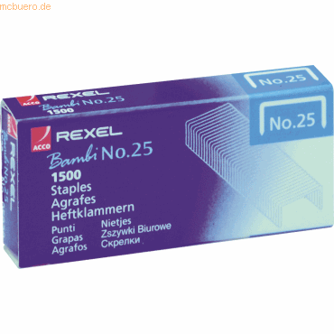 20 x Rexel Heftklammern Nr. 25 Stahl verzinkt VE=1500 Stück 20 x Rexel Heftklammern Nr. 25 Stahl verzinkt VE=1500 Stück von Rexel