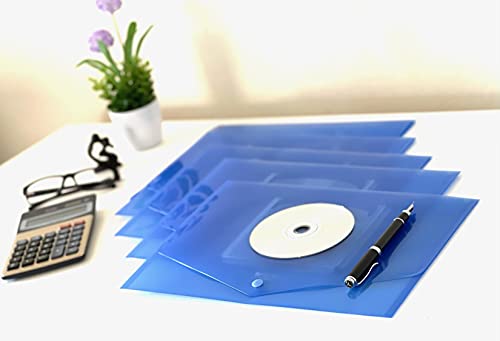 50x Rexel Ice Dokumententasche mit CD Fach, A4 quer, transparent blau, mit Druckknopf, Aktenhülle, Sichthülle von Rexel