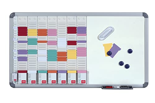 Nobo T-Karten Planungsset mit magnetischem Whiteboard, Wandmontage, Stahloberfläche, 8 Spalten & 24 Slots, Größe 2, inkl. T-Karten, Karteikarten, Whiteboard-Stifte, Magnete & Radiergummi, 2951400 Nobo T-Karten Planungsset mit magnetischem Whiteboard, Wandmontage, Stahloberfläche, 8 Spalten & 24 Slots, Größe 2, inkl. T-Karten, Karteikarten, Whiteboard-Stifte, Magnete & Radiergummi, 2951400 von Nobo