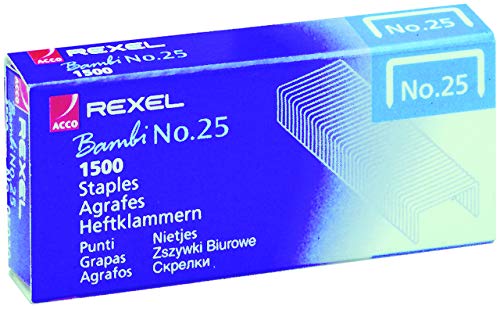 ReXel® Heftklammer, Nr. 25, Bambi, 25/4, verzinkt (1.500 Stück), Sie erhalten 1 Packung á 1500 Stück von Rexel