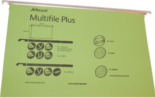 Rexel 78102 MultiFile Hängeregistermappe (15 mm Foolscap, 203x330 mm) 20 Stück grün von Rexel