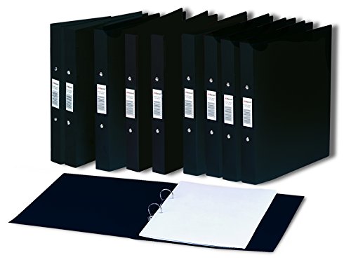 Rexel AZ13428BK Ringbuch (A5, 2 Ringe, mit Sichtfenster in Visitenkartengröße auf dem Rücken, 10er-Pack) schwarz von Rexel