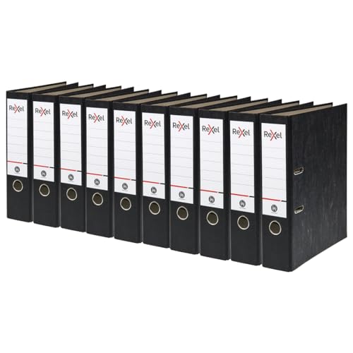 Rexel Aktenordner, A4, Schwarz, 500 Blatt, Rückenbreite 75 mm, starkes und langlebiges Papier auf Karton, ideal zum Abheften und Archivieren zu Hause, in der Schule und im Büro, 10 Stück Rexel Aktenordner, A4, Schwarz, 500 Blatt, Rückenbreite 75 mm, starkes und langlebiges Papier auf Karton, ideal zum Abheften und Archivieren zu Hause, in der Schule und im Büro, 10 Stück von Rexel