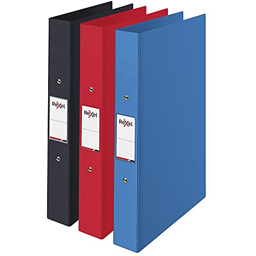 Rexel Choices Ringbuch, A4, 25 mm, Schwarz, Rot, Blau, 3 Stück von Rexel