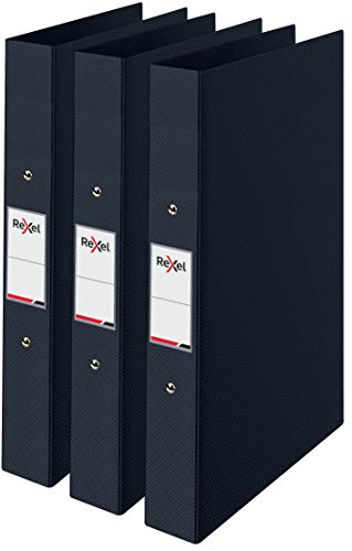Rexel Choices 2115729 Ringbuch A4, Rücken 25 mm, 190 Blatt Kapazität, Aktenordner, Dokumentenorganisation, Schwarz, 3 Stück von Rexel