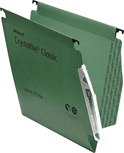 Rexel CrystalFile Classic Hängemappen seitlich (Manila-Karton, 15 mm V-Boden, 275 x 280 mm) 50 Stück grün von Rexel