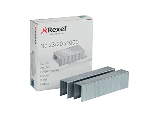 Rexel Heftklammern 23/20 aus Stahl, Qualitätsheftklammern, 1000 Stück von Rexel