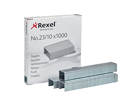 Rexel Heftklammern Typ 23/10 aus Stahl, Qualitätsheftklammern, 1000 Stück von Rexel